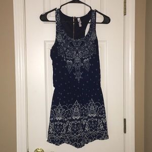 Blue Romper with White Detail
